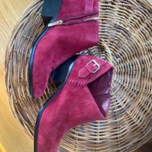 Vince Camuto cranberry red suede ankle boots